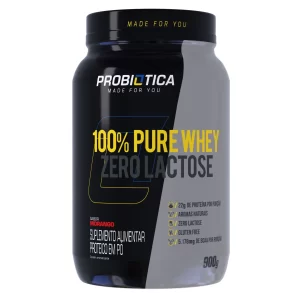 100% Pure Whey Zero Lactose 900 G -sabor morango - probiótica